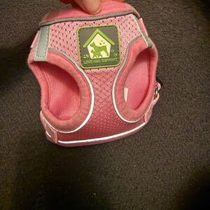 Pink Dog Harness with Love Has Support Logo